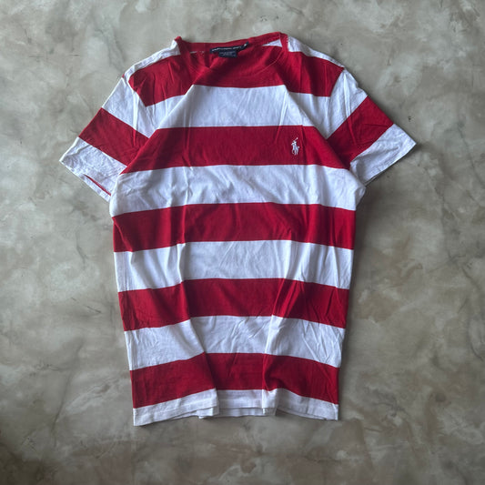 Ralph Lauren Vintage T-Shirt Striped Red White Pony