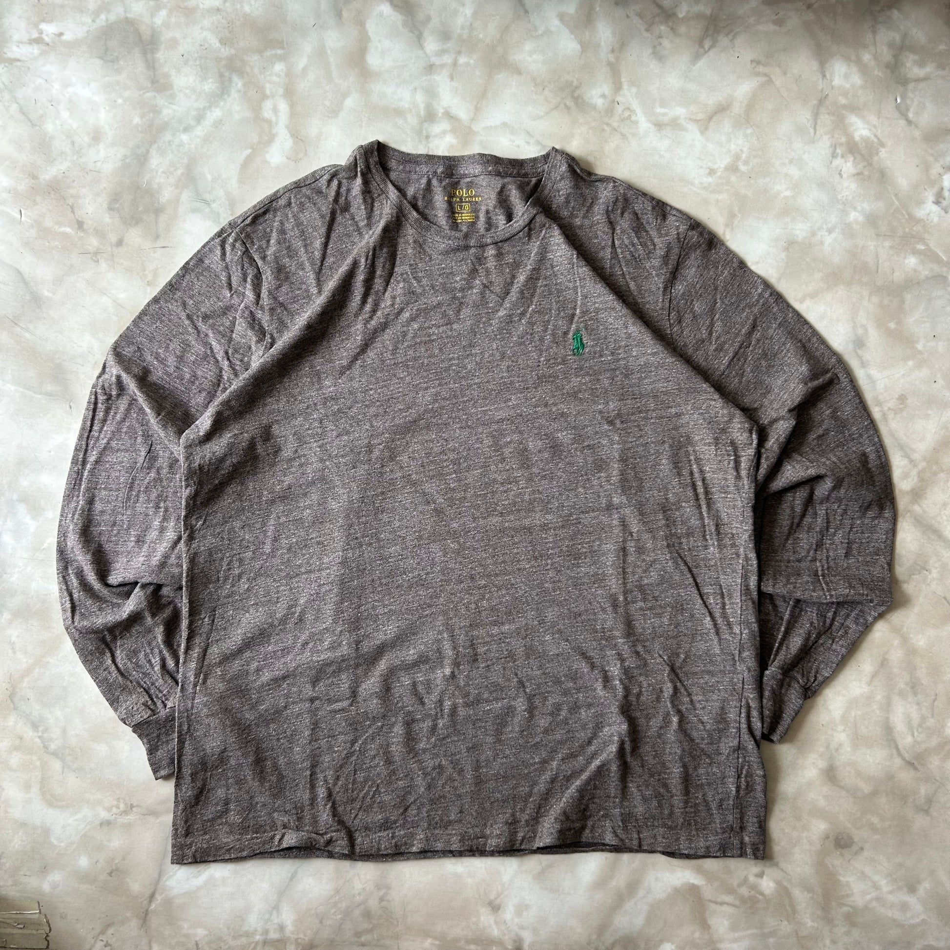 Vintage Bram's Vintage Ralph Lauren Longsleeve Grey - Green Pony in Grey — sustainable streetwear from Bram's Vintage
