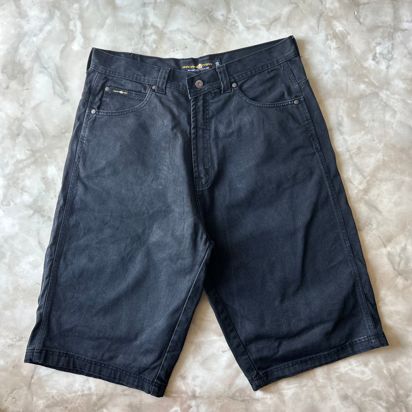 Vintage Bram's Vintage Black Jean Shorts Jorts Baggy Fit in Black — sustainable streetwear from Bram's Vintage