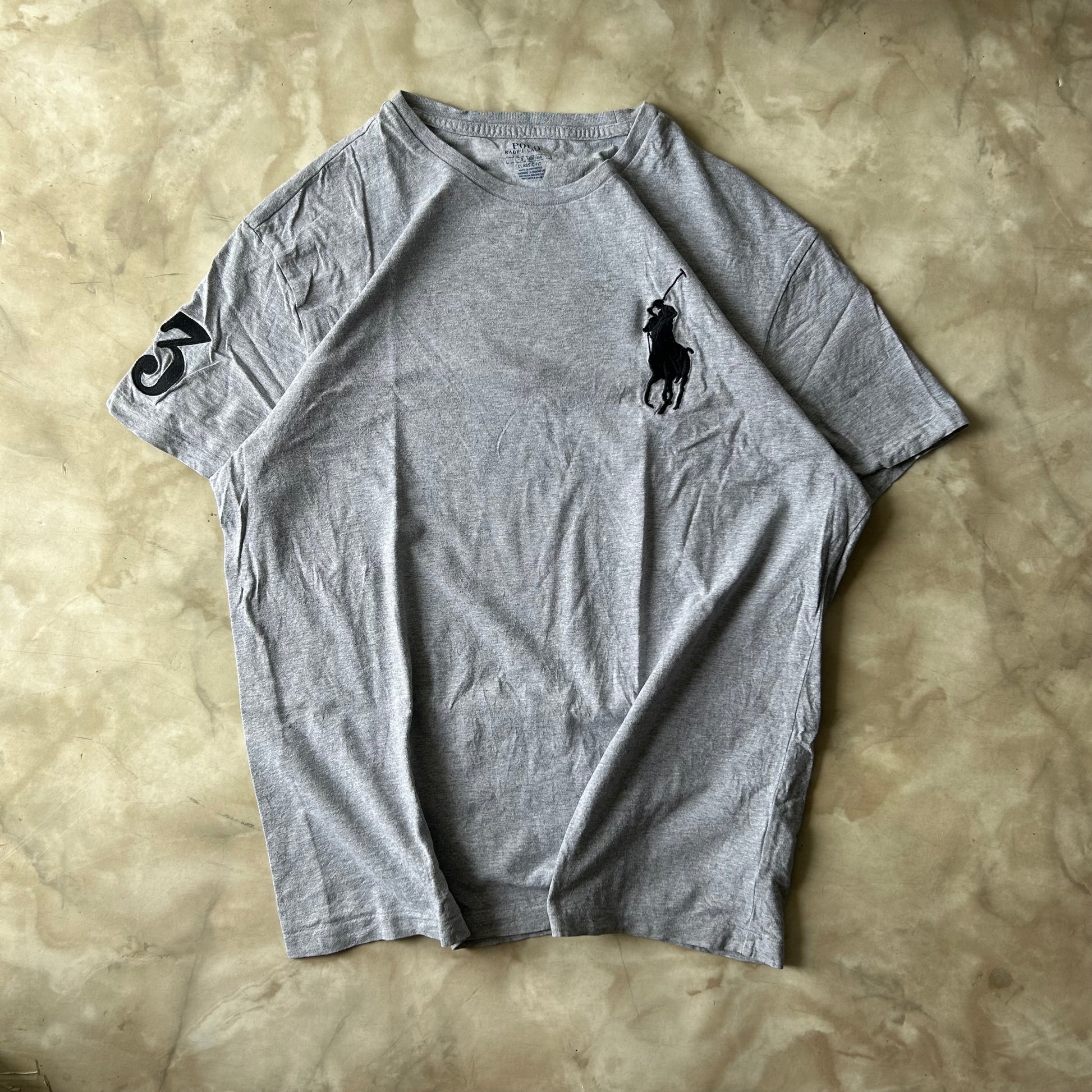 Vintage Bram's Vintage Ralph Lauren T-Shirt Grey Big Pony 3 in Grey — sustainable streetwear from Bram's Vintage