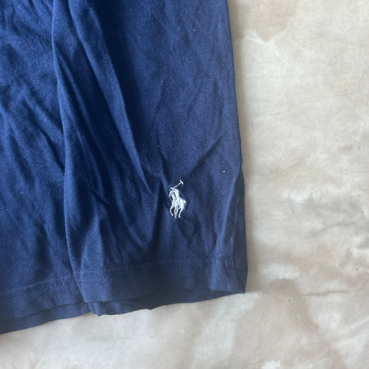 Ralph Lauren Vintage T-Shirt Navy White Pony Bottom - Image 2