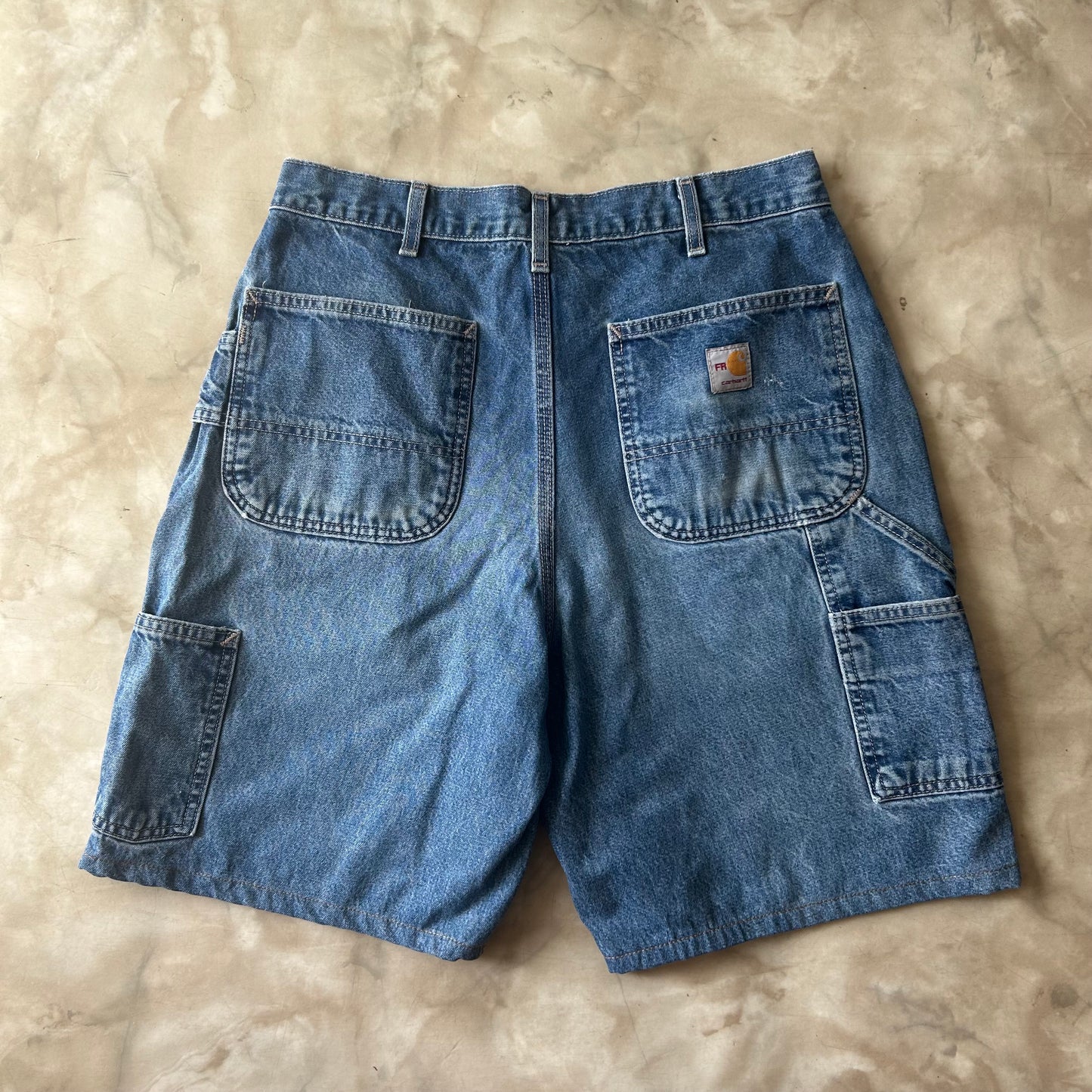 Bram's Vintage Carhartt Cat 2 Fire Resistant Carpenter Jean Short Blue in Blue — sustainable streetwear from Bram's Vintage