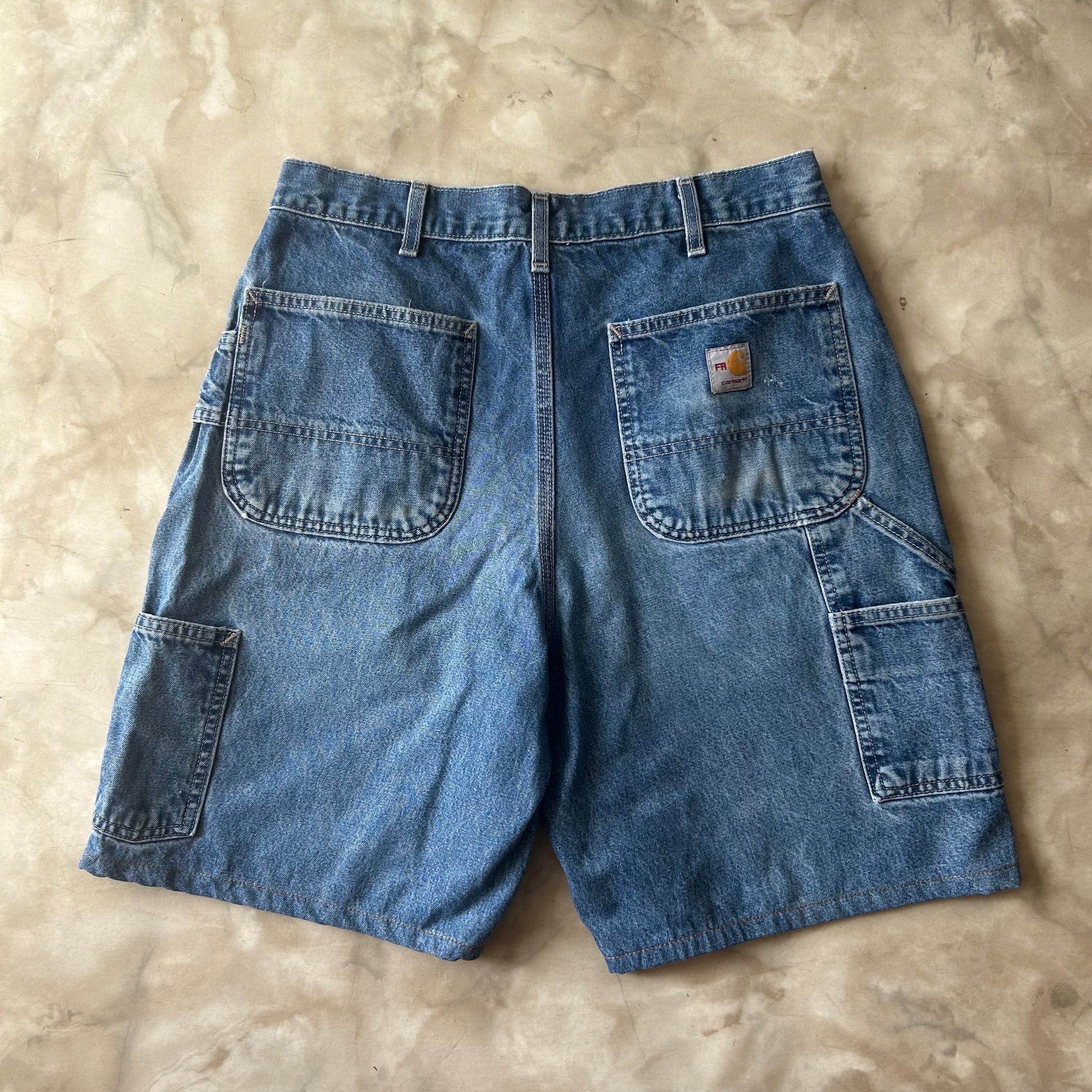 Bram's Vintage Carhartt Cat 2 Fire Resistant Carpenter Jean Short Blue in Blue — sustainable streetwear from Bram's Vintage