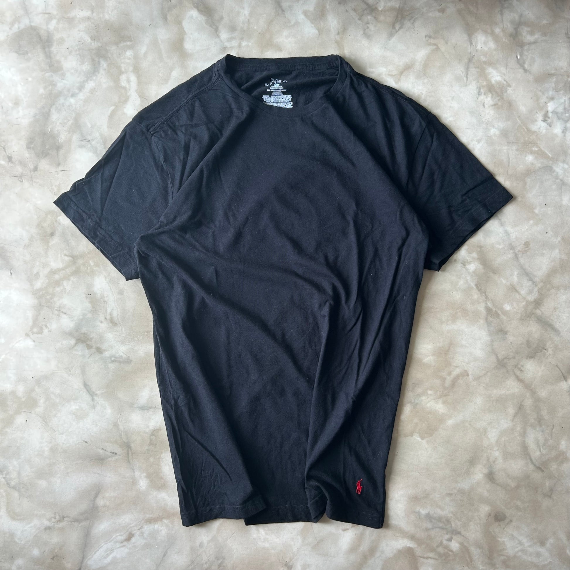 Vintage Bram's Vintage Ralph Lauren T-Shirt Black Red Pony Bottom in Black — sustainable streetwear from Bram's Vintage