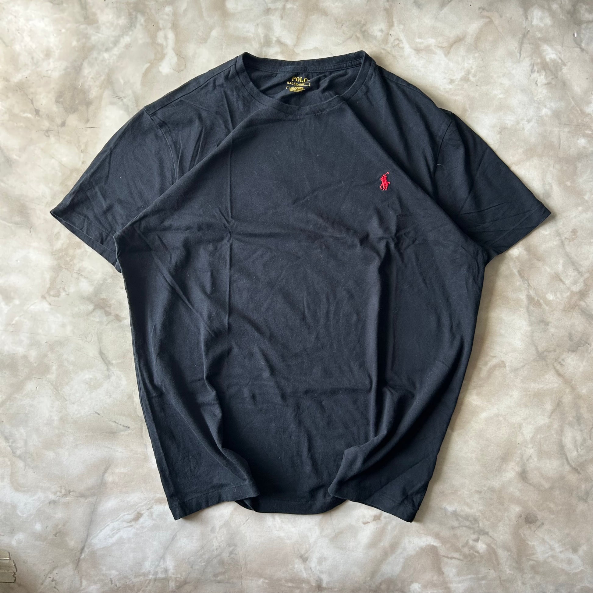 Vintage Bram's Vintage Ralph Lauren T-Shirt Black Red Pony in Black — sustainable streetwear from Bram's Vintage