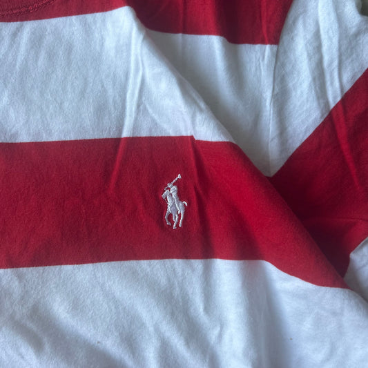 Ralph Lauren Vintage T-Shirt Striped Red White Pony