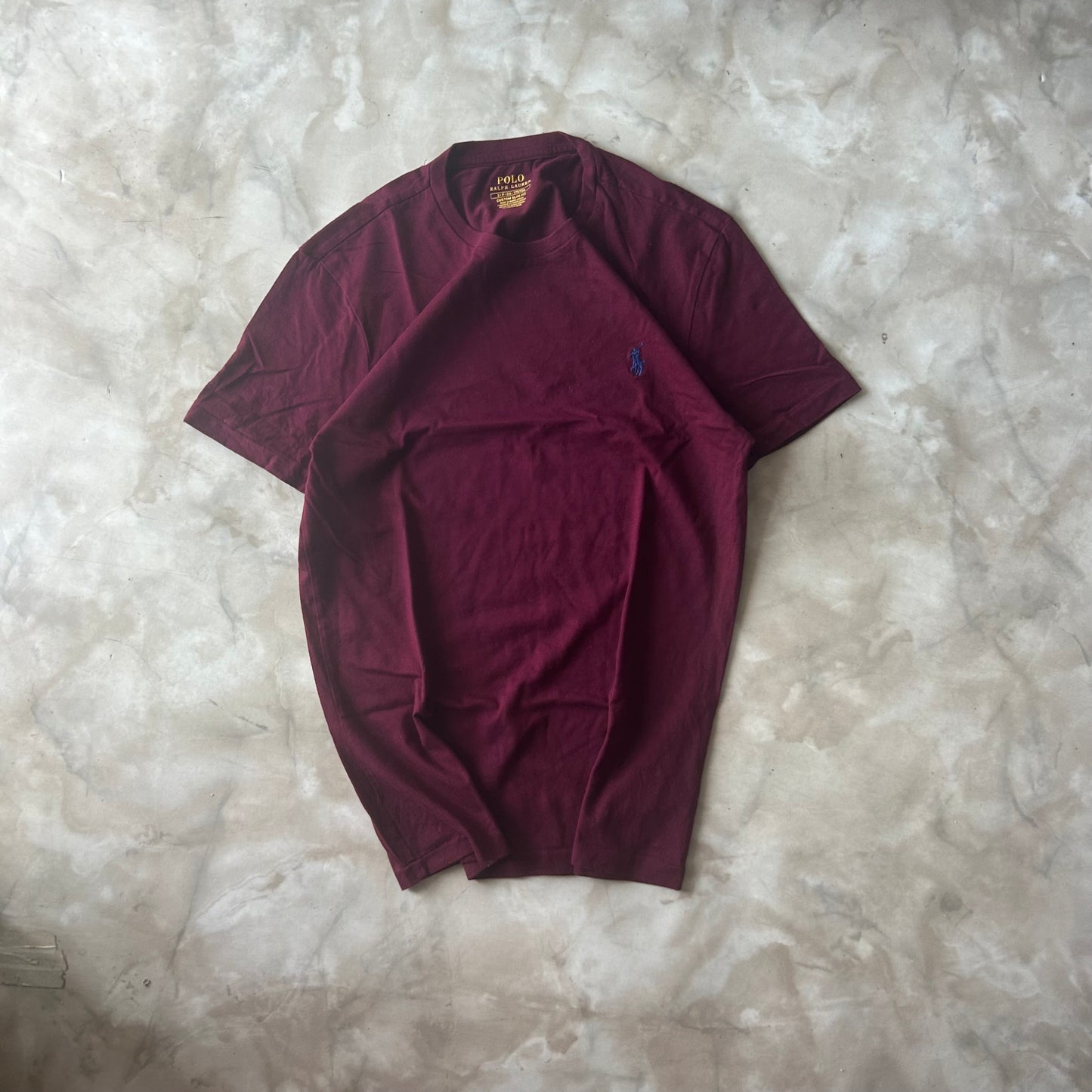 Vintage Bram's Vintage Ralph Lauren T-Shirt Dark Red Blue Pony in Blue — sustainable streetwear from Bram's Vintage