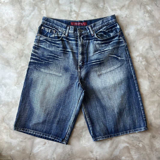 Vintage Faded Dark Blue Baggy Fit Jean Shorts Jorts