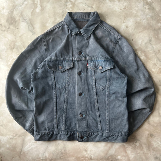 Vintage Faded Distressed Levi's Denim Jacket Dark Grey