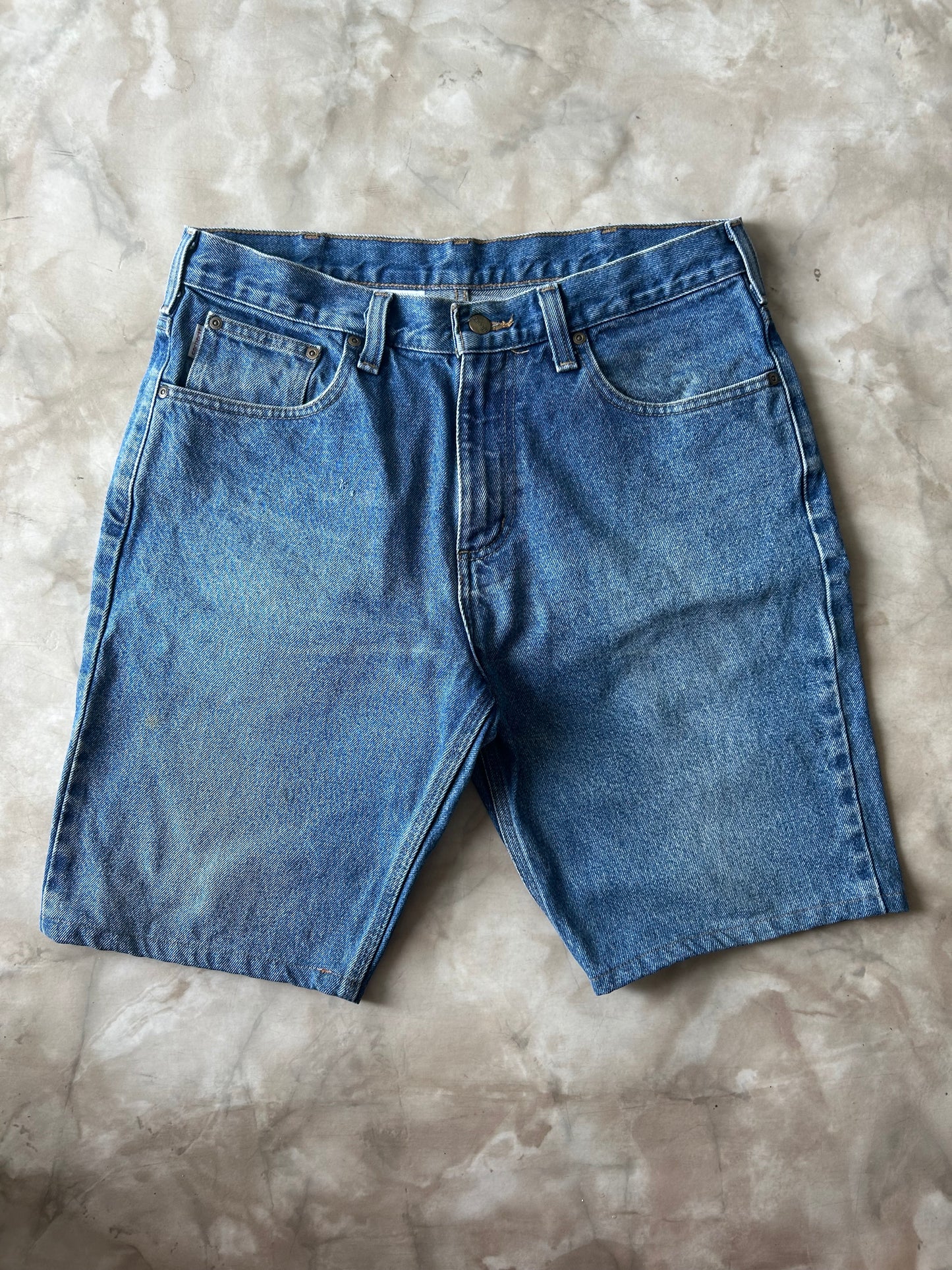 Vintage Bram's Vintage Carhartt Loose Fit Jean Short Blue in Blue — sustainable streetwear from Bram's Vintage