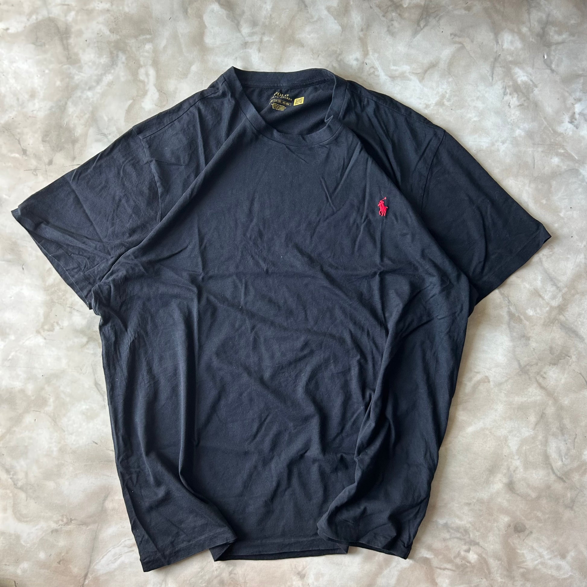 Vintage Bram's Vintage Ralph Lauren T-Shirt Black Red Pony in Black — sustainable streetwear from Bram's Vintage