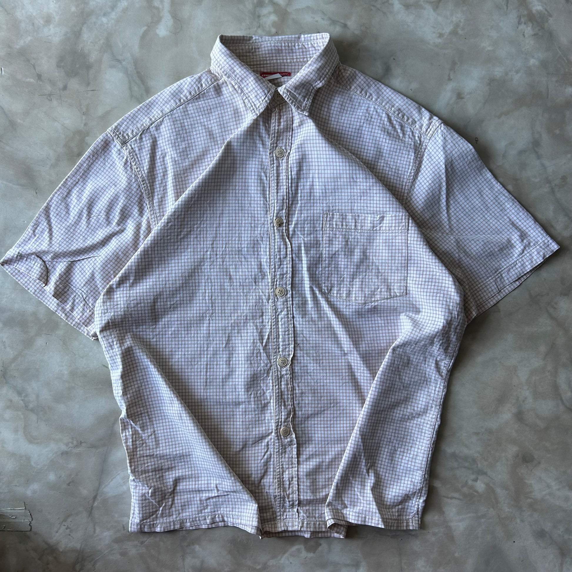 Vintage Bram's Vintage Button Up Shirt - Unionbay - White Beige in Beige — sustainable streetwear from Bram's Vintage