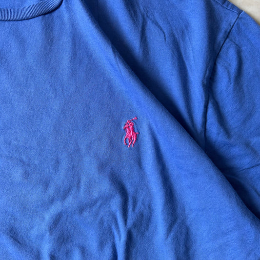 Ralph Lauren Vintage T-Shirt Blue Red Pony - Image 2