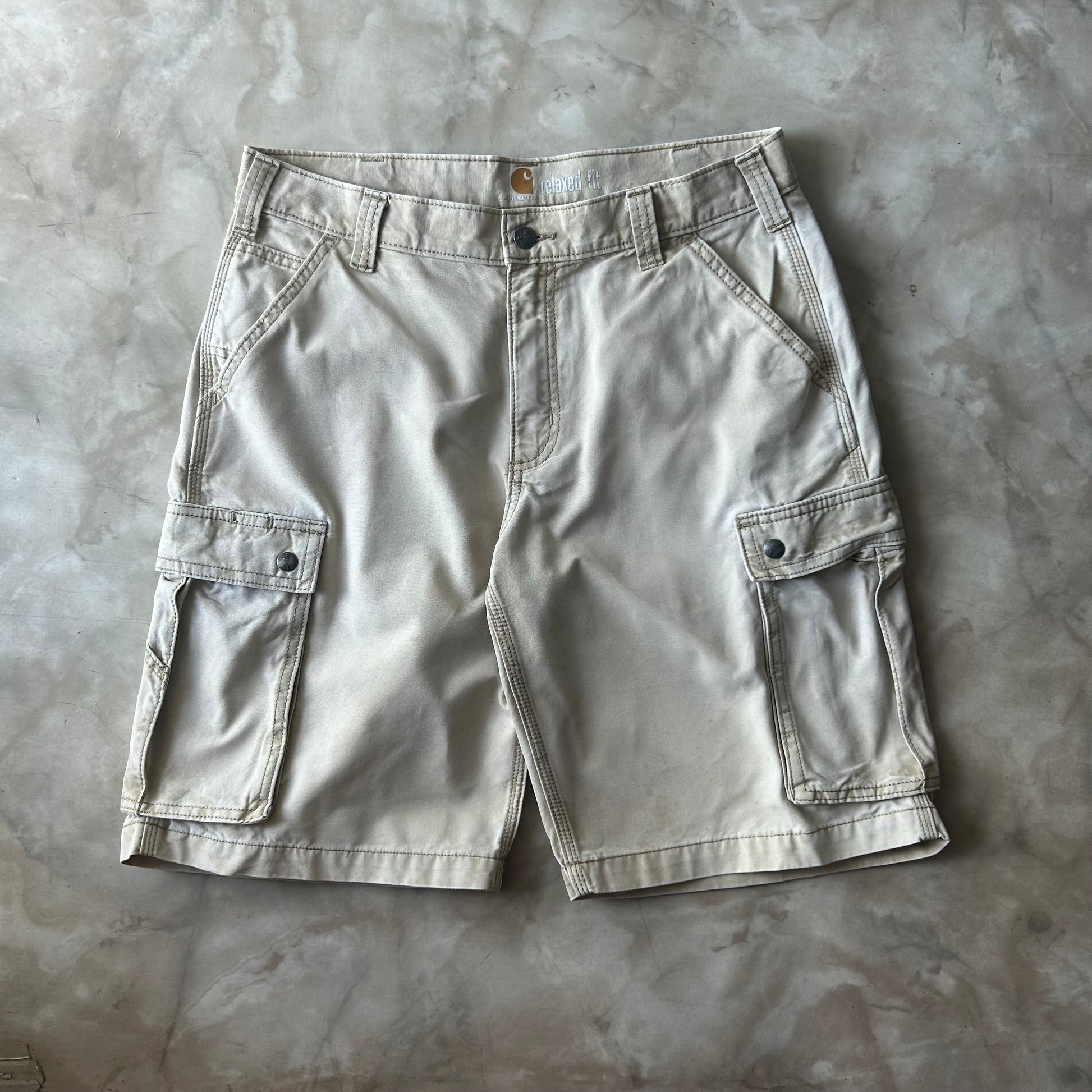 Bram's Vintage Carhartt Relaxed Fit Work Short Light Beige (Cargo) in Beige — sustainable streetwear from Bram's Vintage