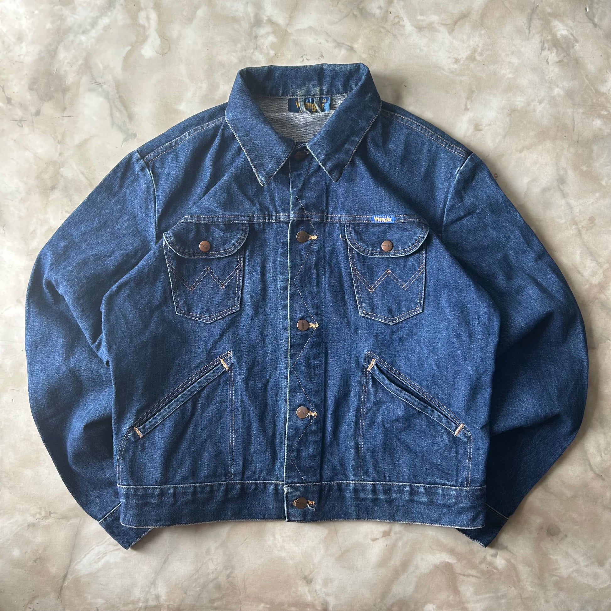 Vintage Bram's Vintage Wrangler Denim Jacket Dark Blue in Blue — sustainable streetwear from Bram's Vintage