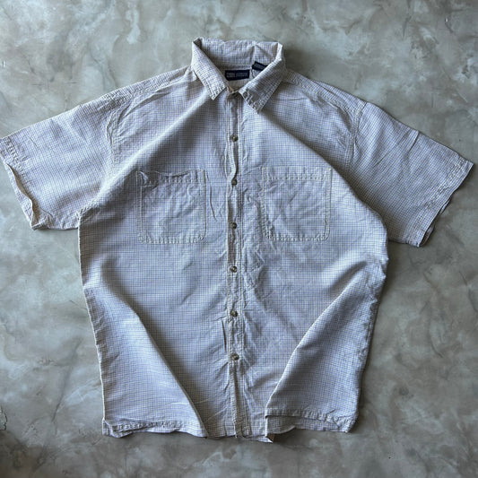 Vintage Button Up Shirt - Faded Glory - Beige Blue Yellow