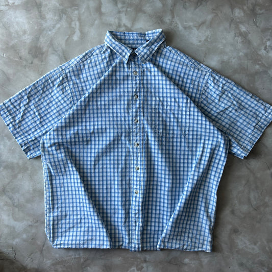 Vintage Button Up Shirt - Trader bay - Blue White