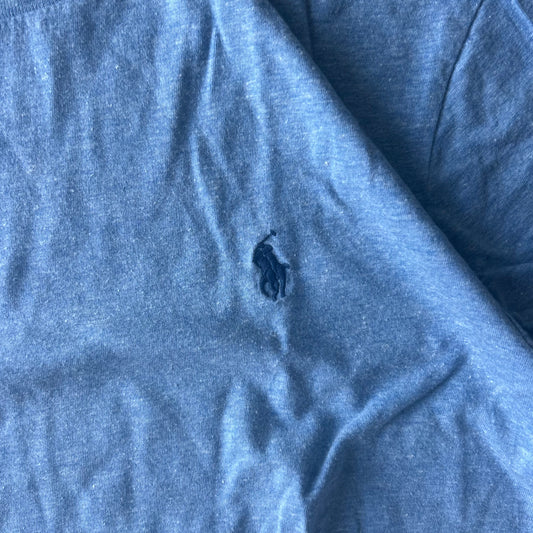 Ralph Lauren Vintage T-Shirt Baby Blue Dark Blue Pony - Image 2