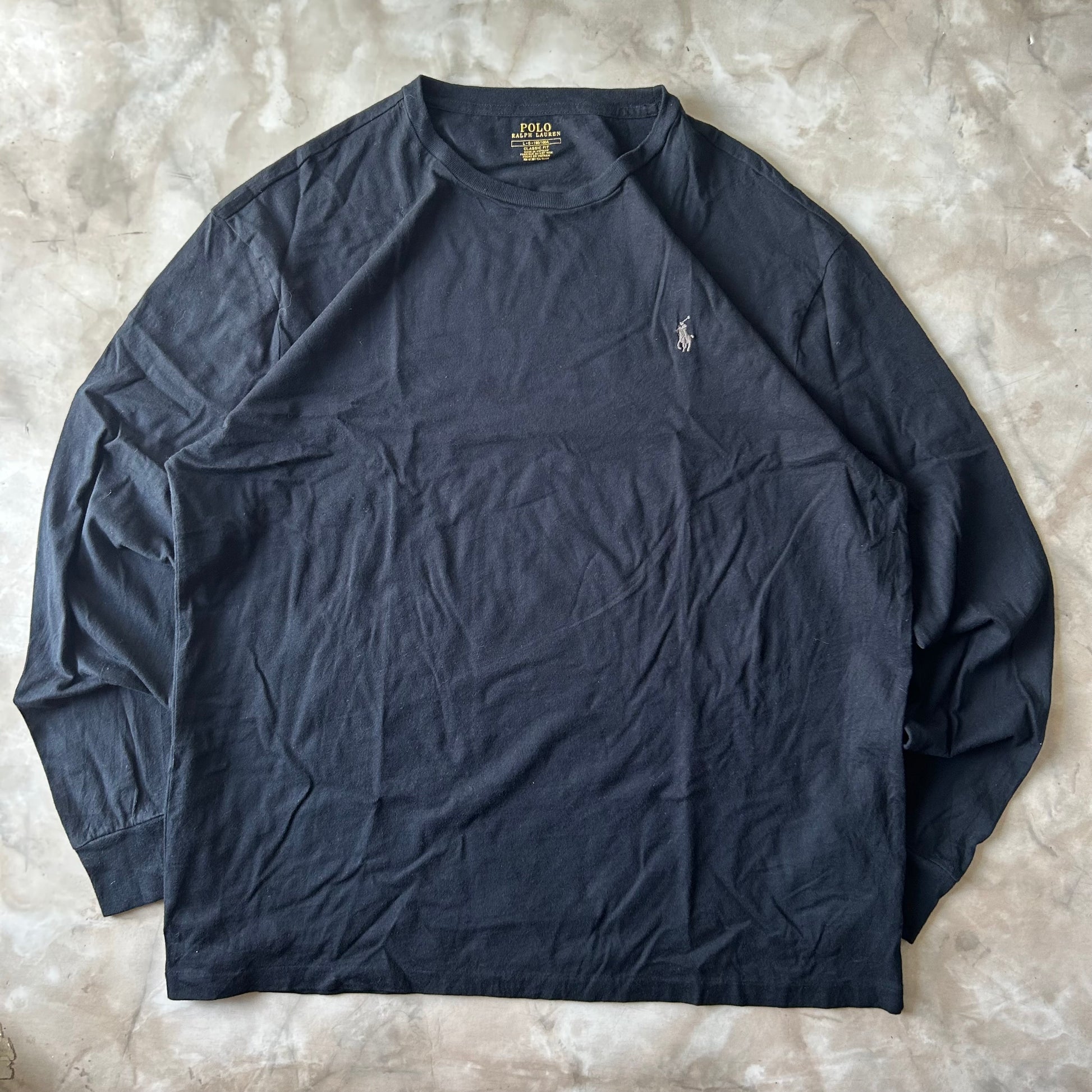 Vintage Bram's Vintage Ralph Lauren Longsleeve Black White Pony in Black — sustainable streetwear from Bram's Vintage