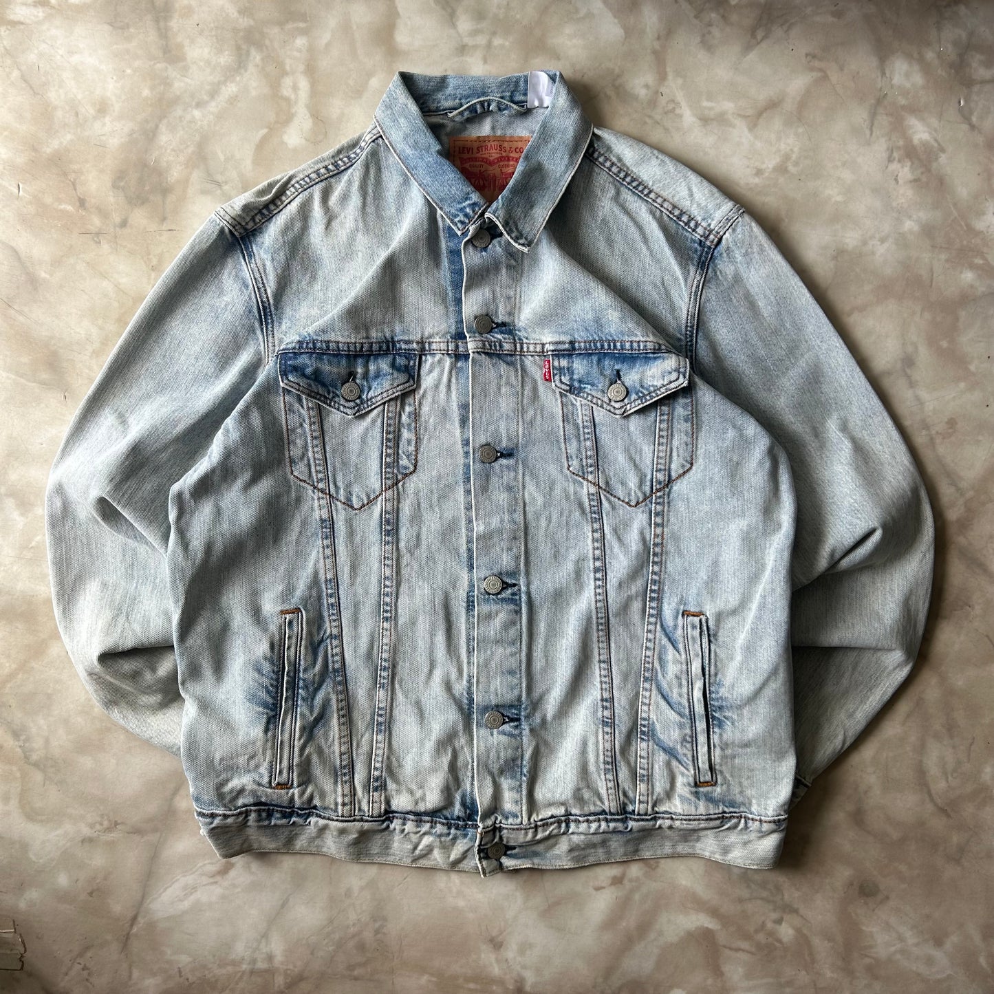 Vintage Bram's Vintage Faded Distressed Levi's Denim Jacket Light Blue in Blue — sustainable streetwear from Bram's Vintage