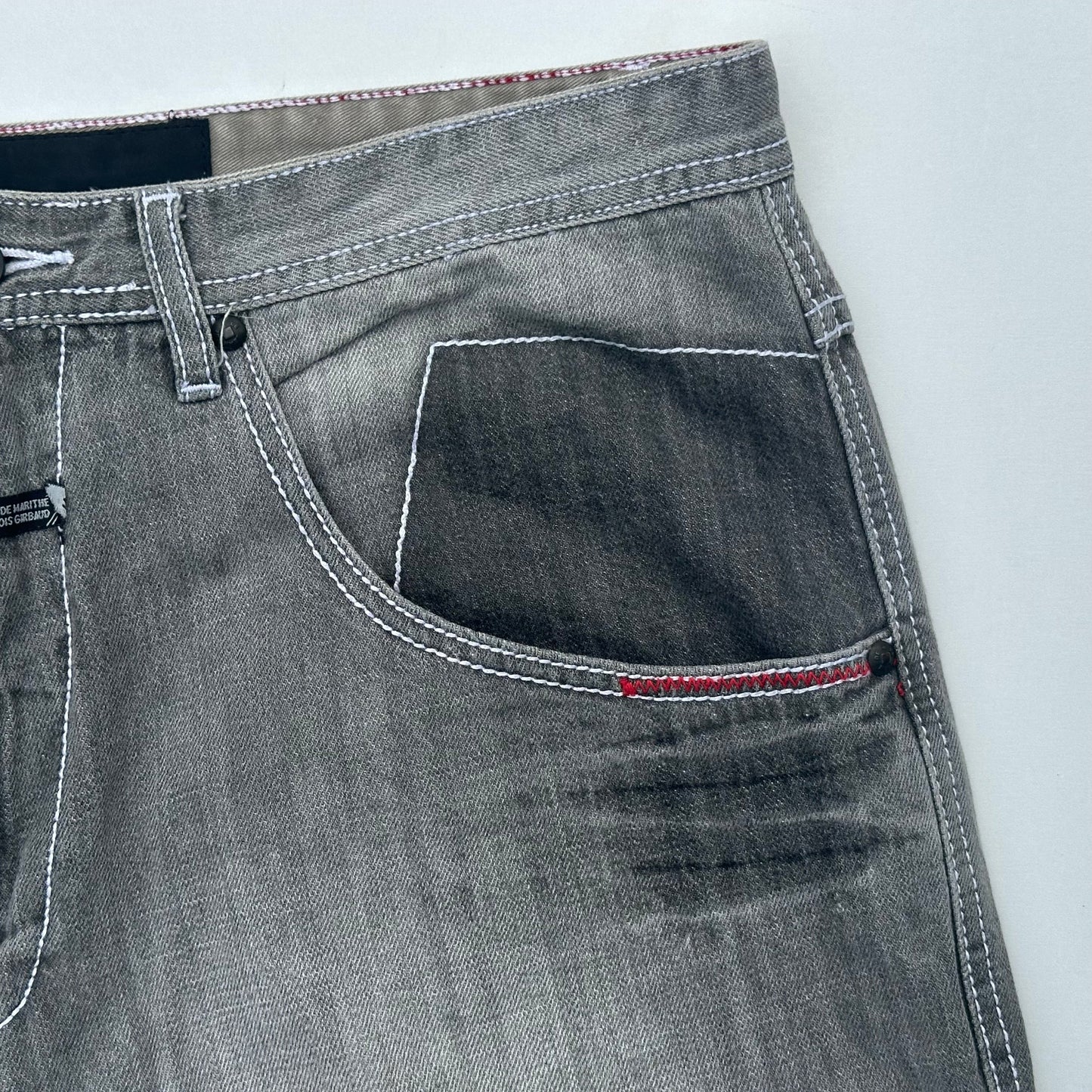 Le Jean De Marithe François Girbaud Grey and Red Frayed
