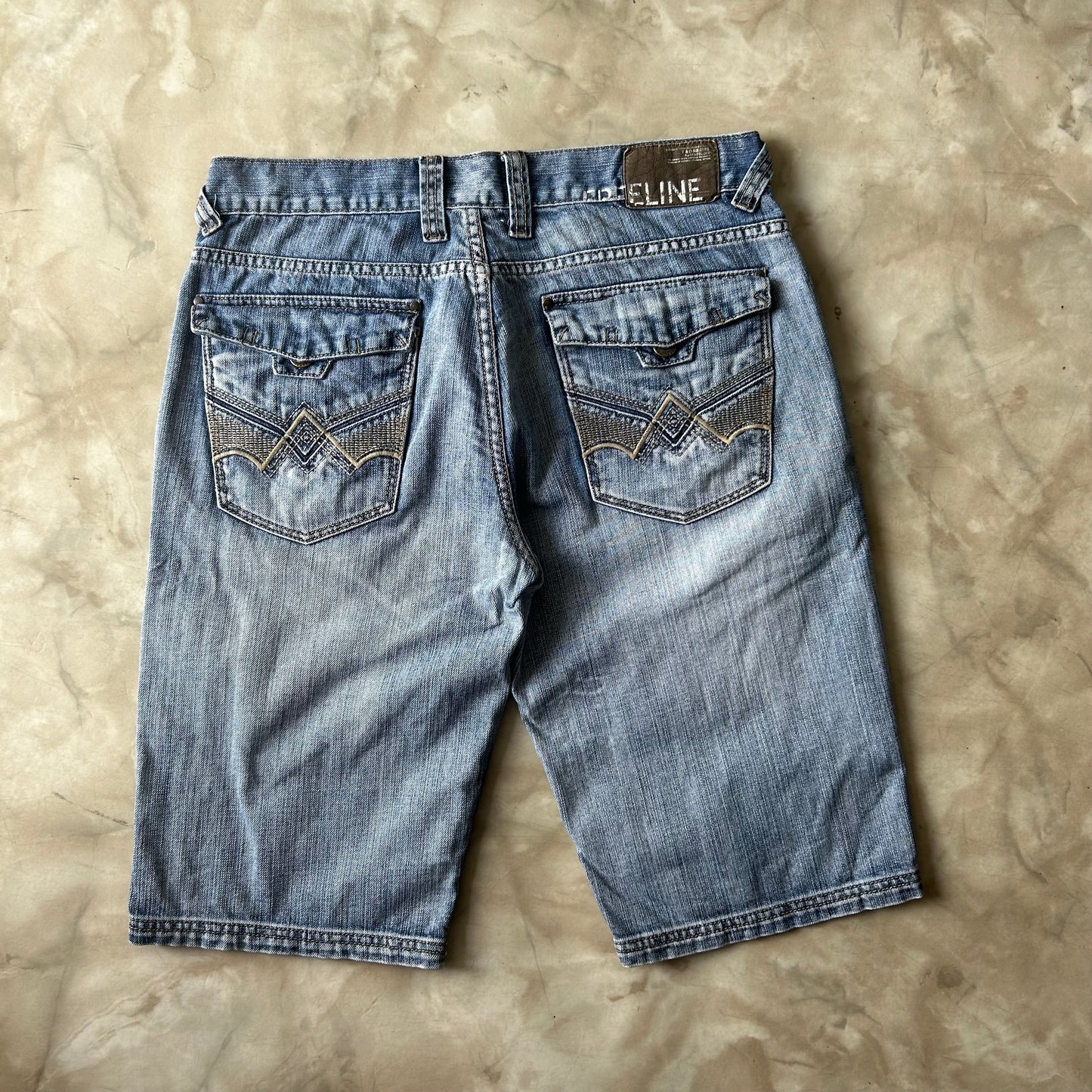 Vintage Bram's Vintage Blue Jean Shorts Jorts Loose Fit in Blue — sustainable streetwear from Bram's Vintage