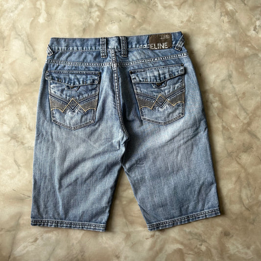 Vintage Bram's Vintage Blue Jean Shorts Jorts Loose Fit in Blue — sustainable streetwear from Bram's Vintage