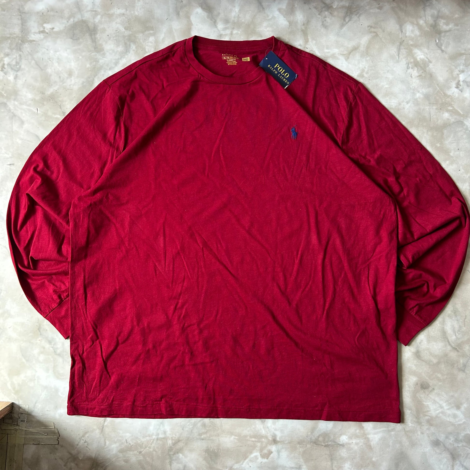 Vintage Bram's Vintage Ralph Lauren Longsleeve Red Blue Pony in Blue — sustainable streetwear from Bram's Vintage