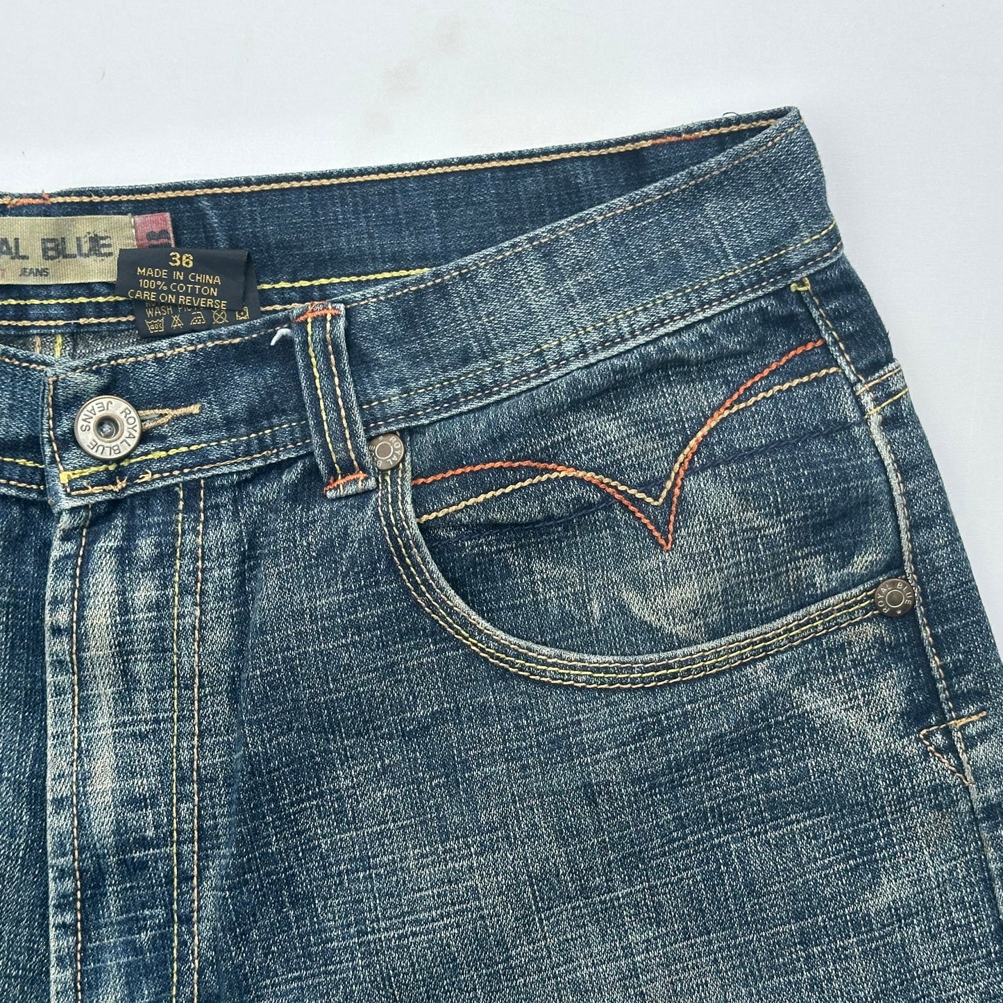 Royal Blue Earthy Colored Stitches