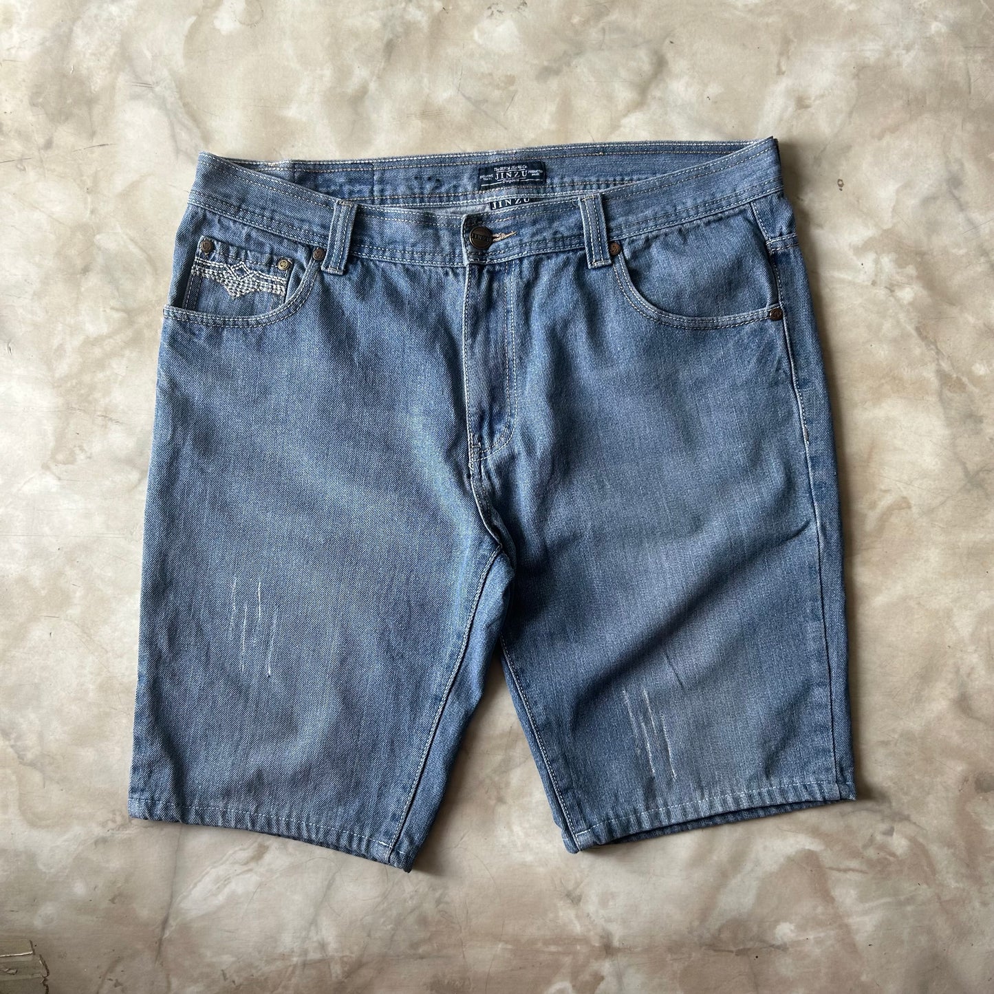 Vintage Bram's Vintage Blue Jean Shorts Jorts Regular Fit in Blue — sustainable streetwear from Bram's Vintage