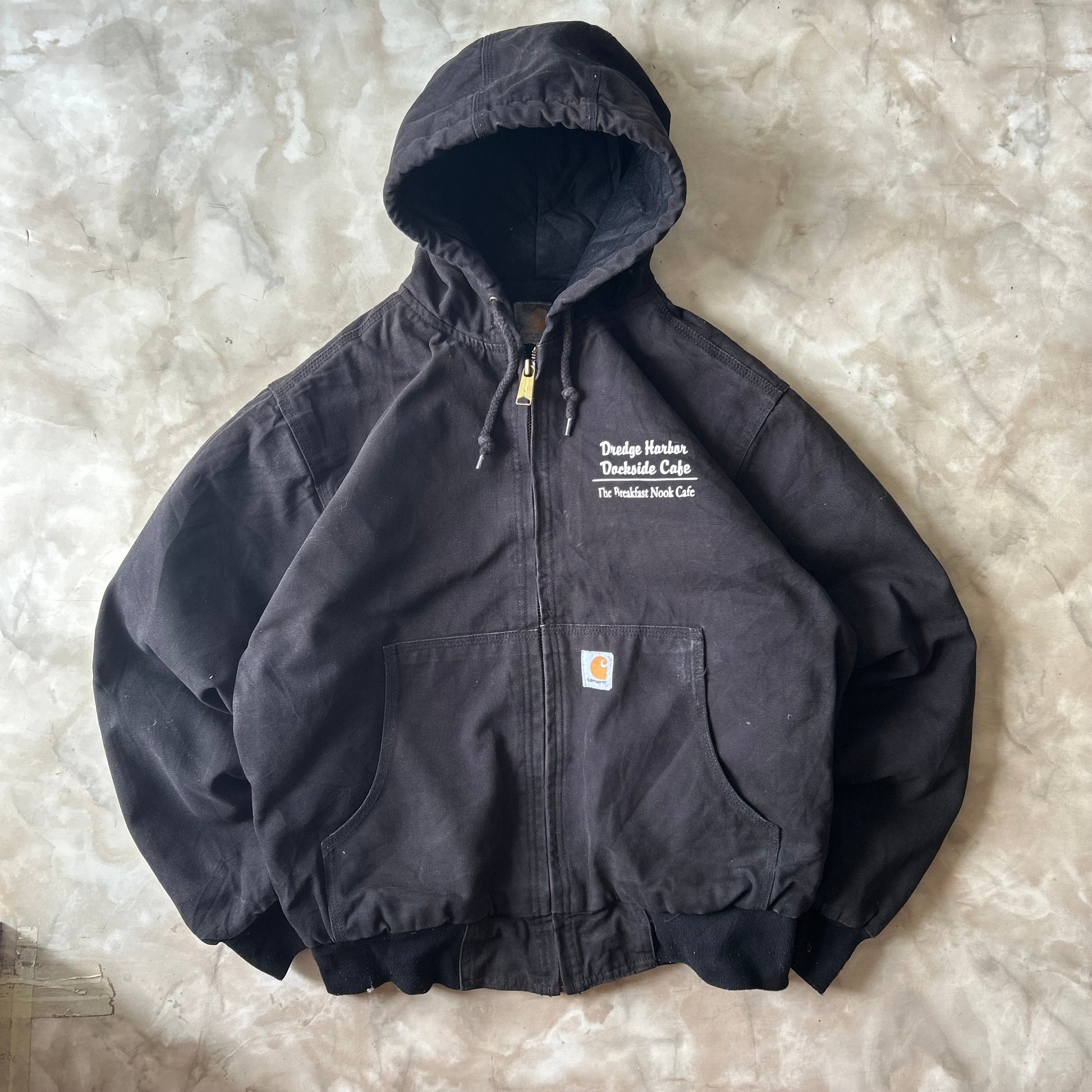 Vintage Bram's Vintage Carhartt 'Dredge Harbor Café Active Jacket Black in Black — sustainable streetwear from Bram's Vintage
