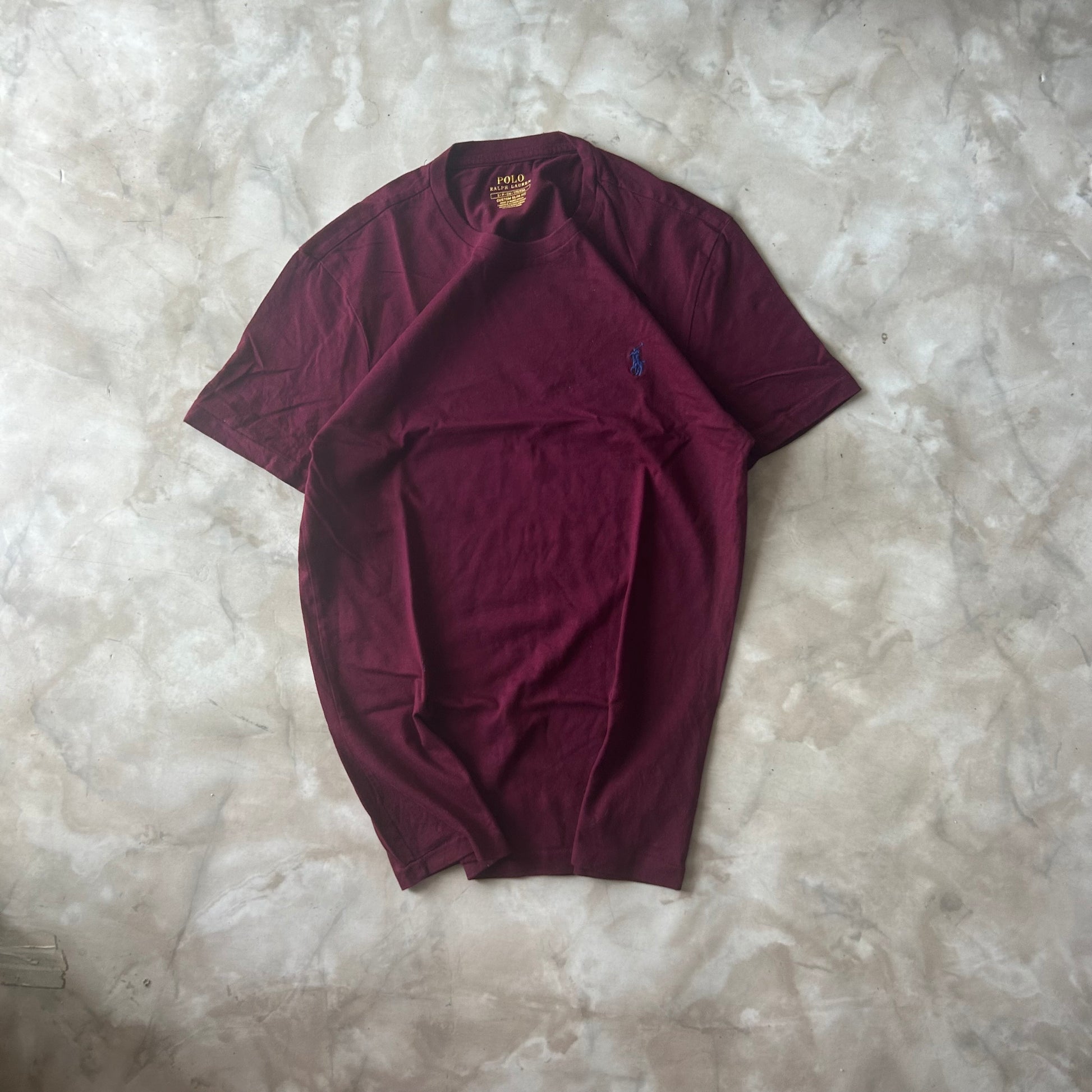 Vintage Bram's Vintage Ralph Lauren T-Shirt Dark Red Blue Pony in Blue — sustainable streetwear from Bram's Vintage