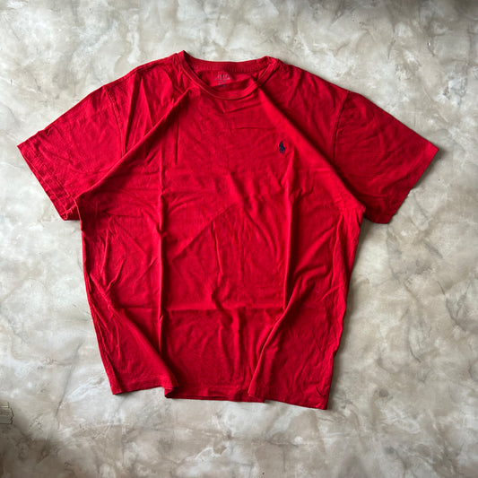 Vintage Bram's Vintage Ralph Lauren T-Shirt Red Blue Pony in Blue — sustainable streetwear from Bram's Vintage