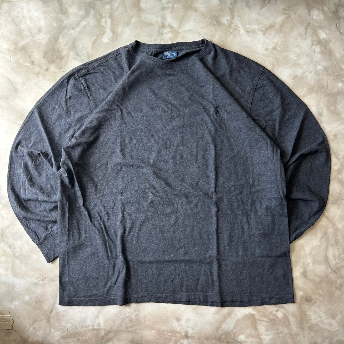 Vintage Bram's Vintage Ralph Lauren Longsleeve Dark Grey Black Pony in Black — sustainable streetwear from Bram's Vintage