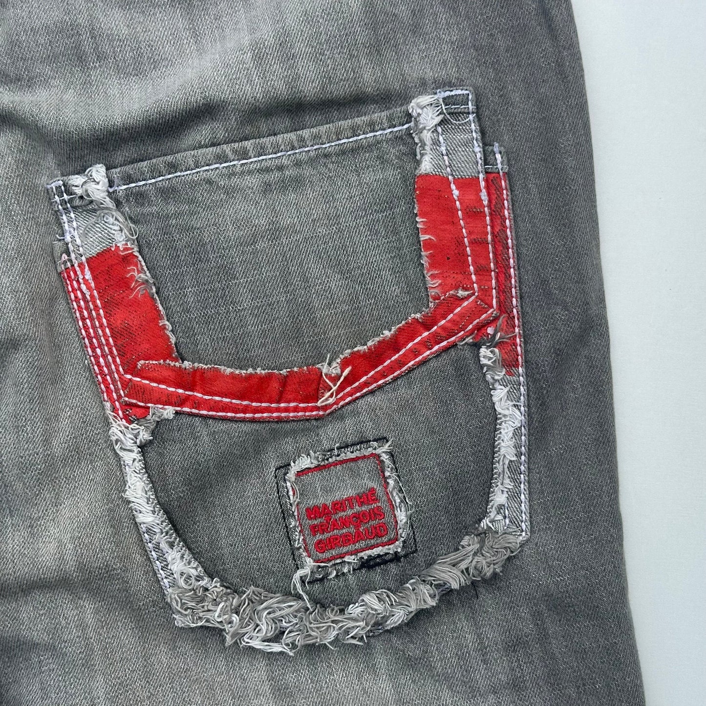 Le Jean De Marithe François Girbaud Grey and Red Frayed