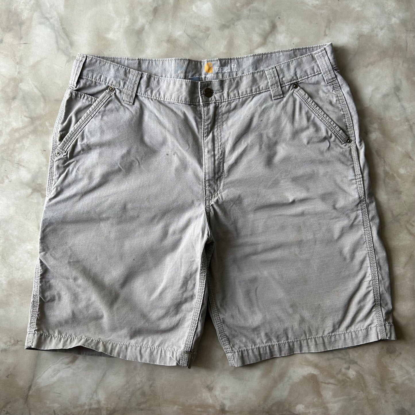 Vintage Bram's Vintage Carhartt Relaxed Fit Work Short Light Grey in Grey — sustainable streetwear from Bram's Vintage