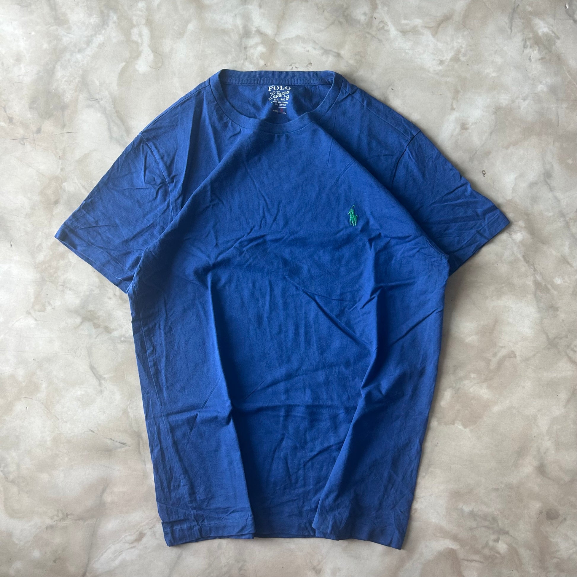 Vintage Bram's Vintage Ralph Lauren T-Shirt Blue Green Pony in Blue — sustainable streetwear from Bram's Vintage