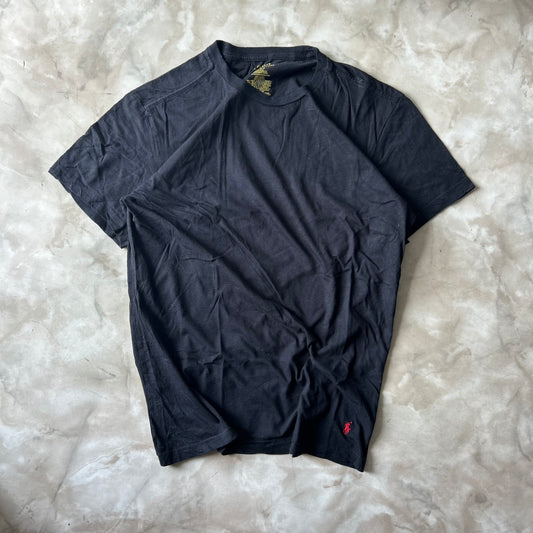 Vintage Bram's Vintage Ralph Lauren T-Shirt Black Red Pony Bottom in Black — sustainable streetwear from Bram's Vintage