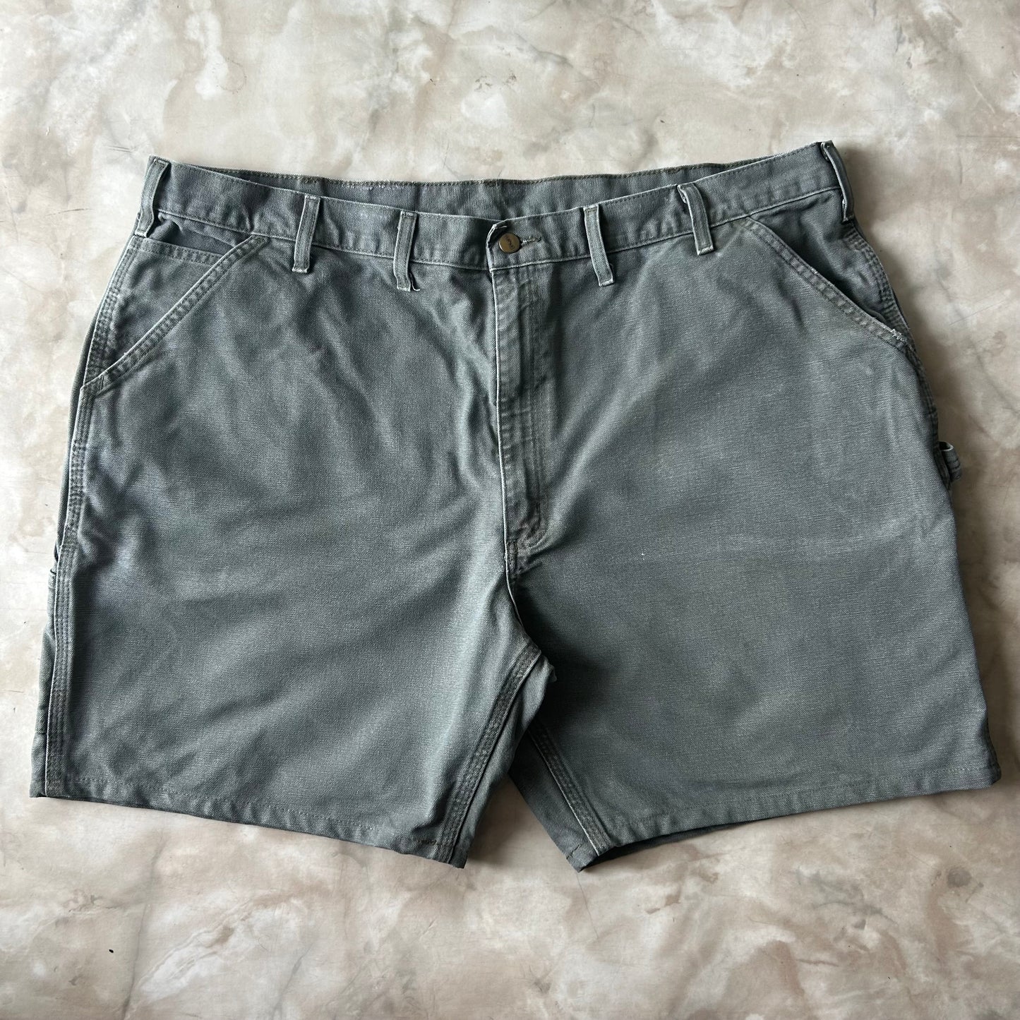 Vintage Bram's Vintage Carhartt Dungaree Fit Work Short Green in Green — sustainable streetwear from Bram's Vintage