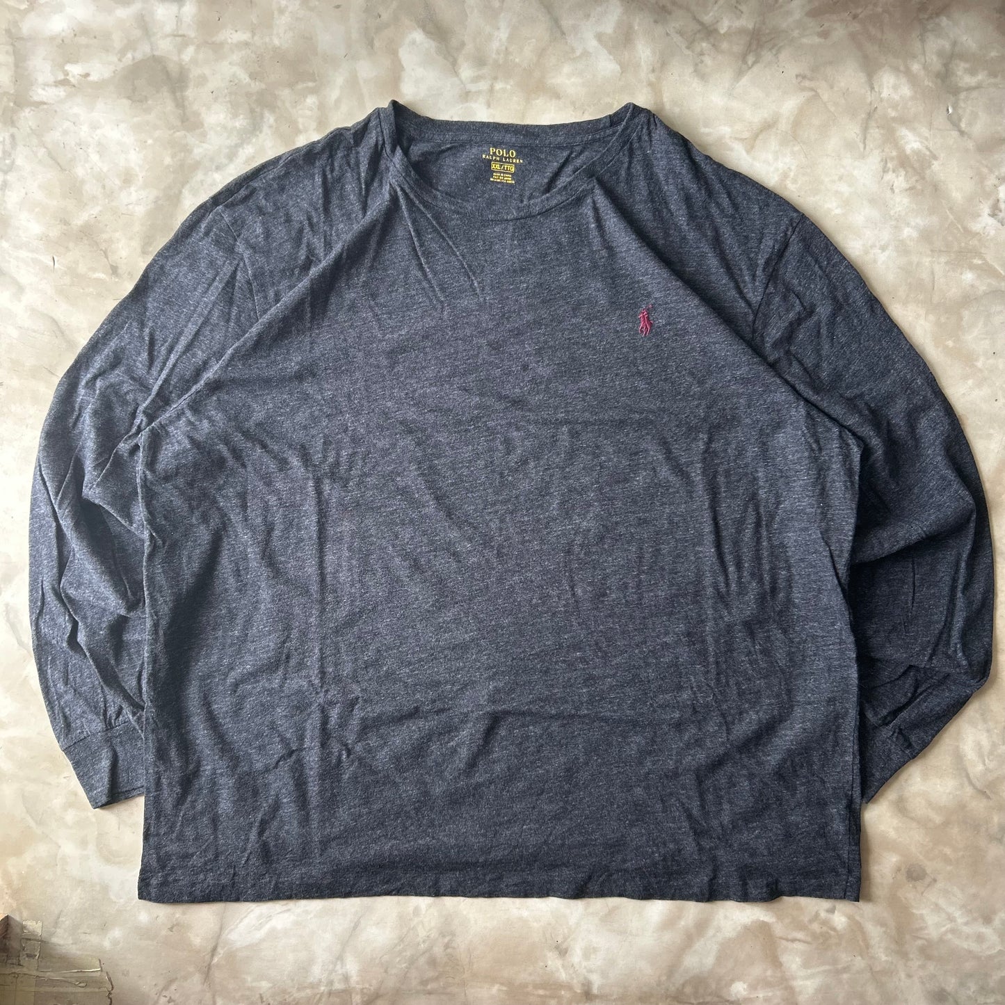 Vintage Bram's Vintage Ralph Lauren Longsleeve Dark Grey Red Pony in Grey — sustainable streetwear from Bram's Vintage