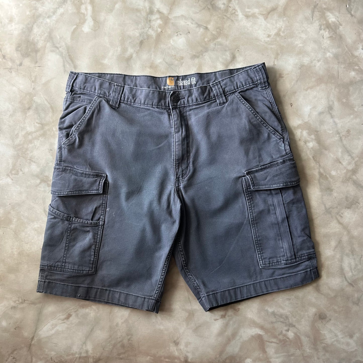 Vintage Bram's Vintage Carhartt Loose Fit Carpenter Short Grey in Grey — sustainable streetwear from Bram's Vintage