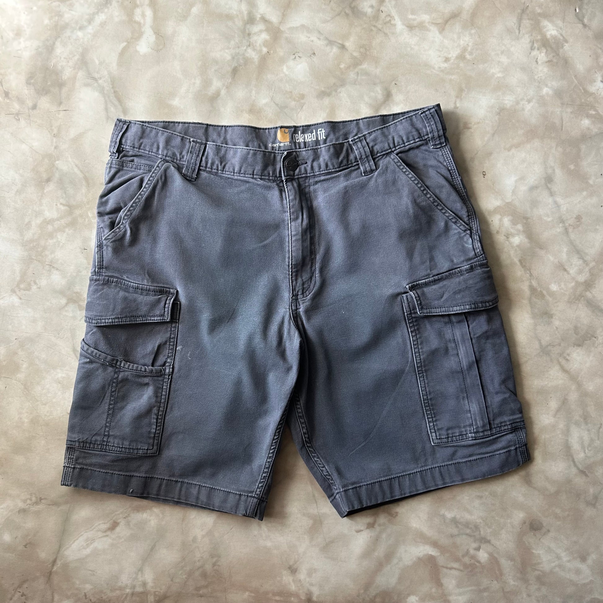 Vintage Bram's Vintage Carhartt Loose Fit Carpenter Short Grey in Grey — sustainable streetwear from Bram's Vintage