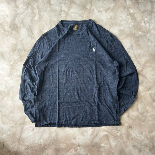 Vintage Bram's Vintage Ralph Lauren Longsleeve Dark Navy White Pony (11-175/95) in White — sustainable streetwear from Bram's Vintage