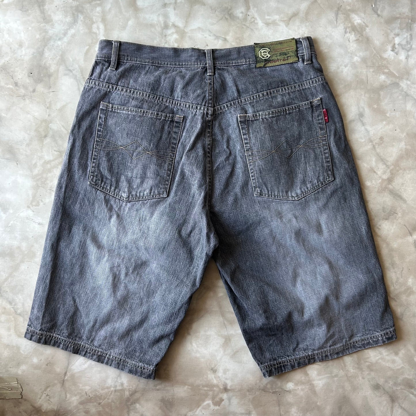 Vintage Bram's Vintage Faded Grey Baggy Fit Jean Short Jorts in Grey — sustainable streetwear from Bram's Vintage